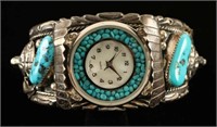 Old Pawn Silver & Turquoise Watch Cuff