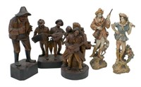 (5) GROUP OF CARVED WOODEN FIGURES