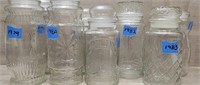 (8) Mr. Peanut Glass Canisters Various '79-'91