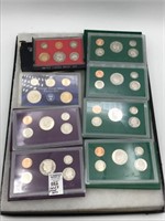 Lot of 8 US Proof Sets-Most w/ Boxes