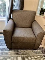 Grey Fabric Covered Overstuffed Chair