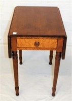 Antique Walnut Work Table w/ birds eye maple