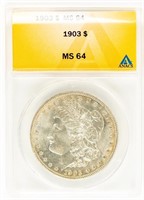 Coin 1903-P Morgan Silver Dollar-ANACS MS64
