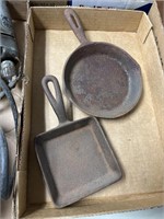 SMALL LODGE CAST IRON PAN AND ANOTHER SKILLET