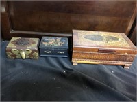 Three small jewelry boxes