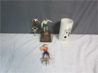 3 Vintage 1940s/1950s Trophy Toppers Painted With