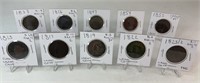 (10) 1800s LARGE CENTS