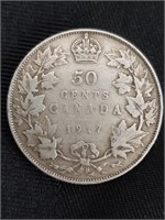 1917 Canadian Silver 50 Cent Coin