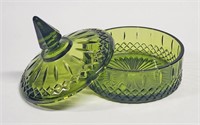 INDIANA GLASS AVOCADO PRINCESS DIAMOND DISH + LID