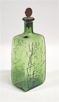 Vtg. DECANTER BOTTLE, AVOCADO COCKTAIL GLASS PAT.