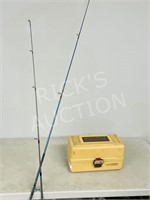 Old Pal tackle box & contents & 2 rods & reels