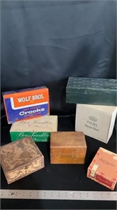 Various vintage boxes, some wooden