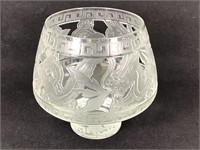 Artist Signed Cut & Etched Crystal Dragon Bowl