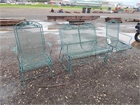 48" Patio glider and 2 chairs; metal