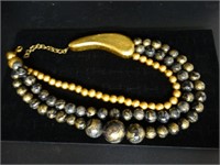 Black Gold & Bronze 3-Strand Statement Necklace