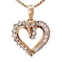 1.5 Carat Diamond Heart Pendant 14k Yellow Gold