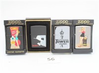 Lot of 4 Vintage 1990's Zippo Lighters Unused