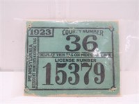 1923 Canvas Pennsylvania Resident Hunting License