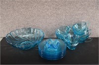 Lot Of Hazelware Blue Capri Colony Swirl Glass