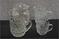 Lot Of 4 Clear Glass Pitchers-Jeannette Windsor,