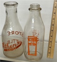 (2) Vintage Milk Bottles See Photos for Details