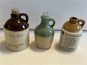 3- ceramic stoneware jugs - measure 5+ inches