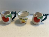 3- vintage tomato  juice pear mugs