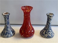 3- pottery and glass vases