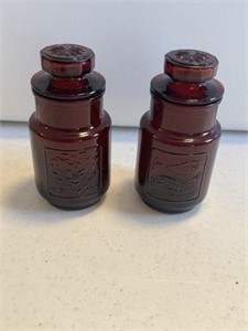 2- Vintage Wheaton Red Candy Jar Ruby Glass