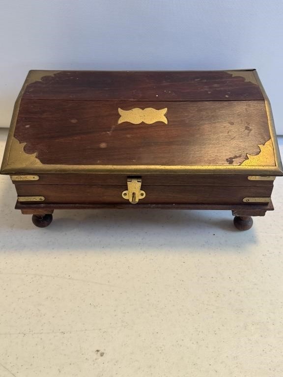 Wood gold metal jewelry box with hidden