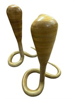 Pair of Handcarved Wood Cobras
