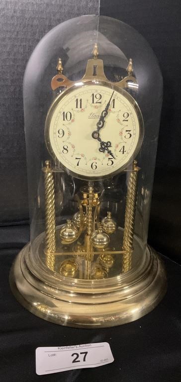 Vintage Sloan Glass Domed Brass Clock.