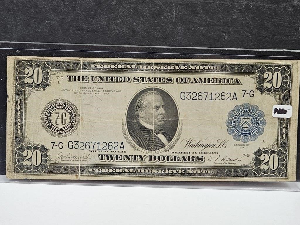 1914 $20 Federal Reserve Note Saddle Blanket