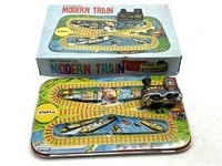 Tin Mechanical Modern Train Toy Set 9.25” x 5.5”