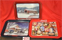 (3) Contemporary Coke trays, 17" x 13"