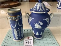 Wedgwood Jasperware Cobalt Blue Urn & Spill Vase