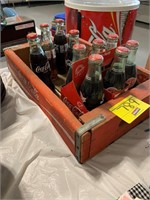 WOODEN COCA-COLA CRATE, COKE BOTTLES OF ALL KINDS