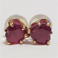 14K Yellow Gold Heart Ruby Stud Earrings SJC