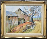D. WOLFF OIL ON BOARD 'BARN IN AUTUMN' DATED '79