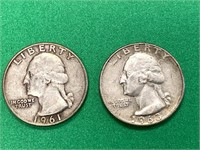 1961 D & 1963 D Silver Quarters