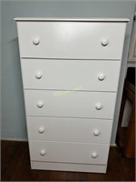 White 5-Drawer Chest of Drawers, Measures: 27"W x