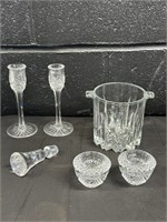 Lead Crystal Ice Bucket & Candle holders- VH