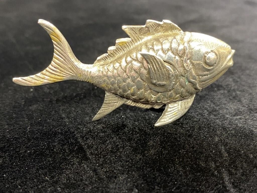 Vintage Spanish .915 Silver Fish Salt Shaker