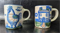 M. A. Hadley Pottery Chicken & House Mugs (heavy