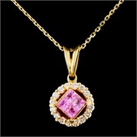 18K Gold 0.70ct Sapphire & 0.47ctw Diamond Pendant