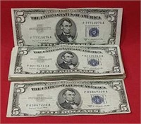 Thirty Five 1953b Five Dollar Silver Certificates