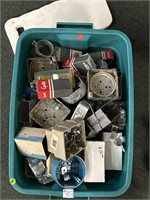 Tote of Electrical Supplies: Junction Boxes,