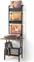 Record Player Stand with Vinyl Storage, Black