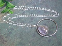 GEODE SLICE PENDANT ON CHAIN NECKLACE ROCK STONE L