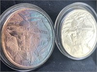 Lot of 2 each 1 oz 999 Finesilver 2017 the hunter